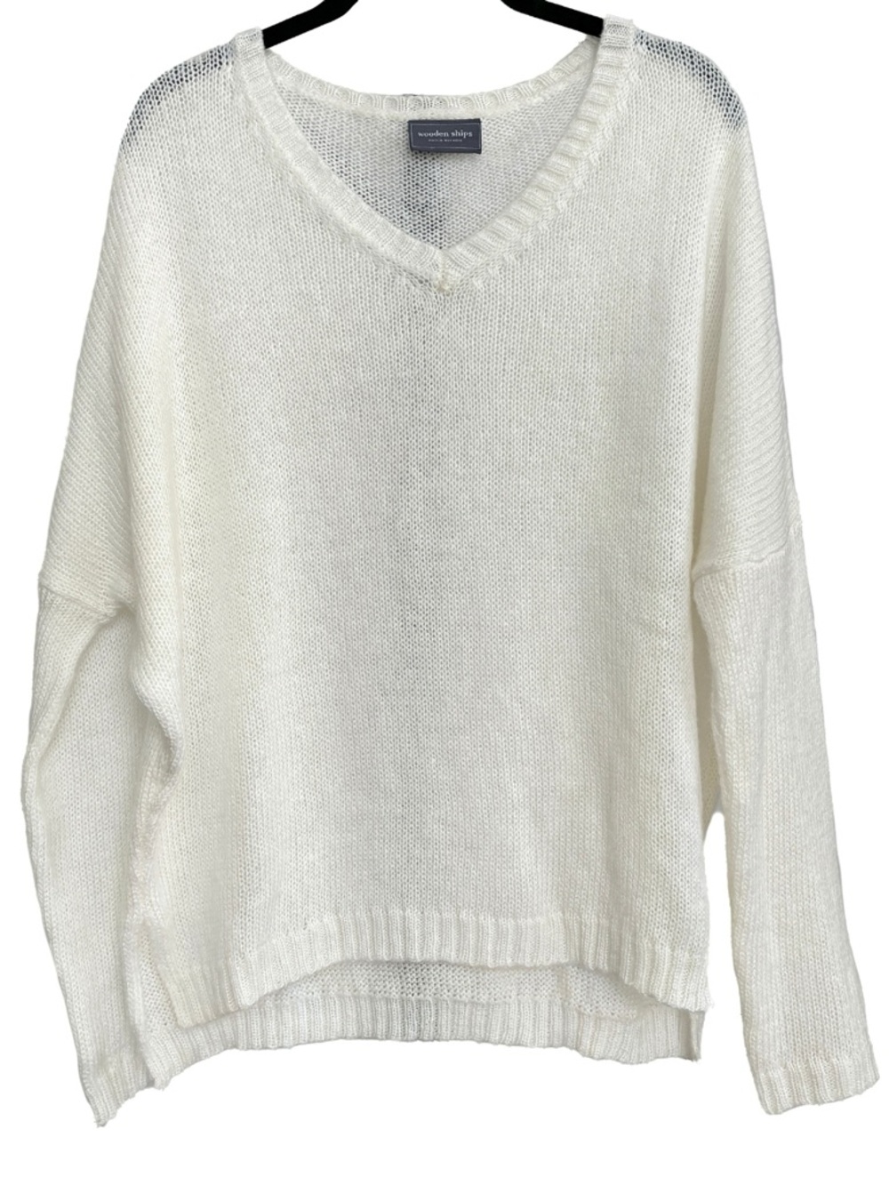 Wooden Ships Knit Ivory V-Neck Sweater S/M